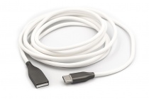 Кабель PowerPlant USB - Type-C, 2м, силикон, белый