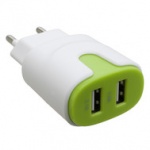 СЕТЕВОЕ ЗАРЯДНОЕ УСТРОЙСТВО 2 x USB 2.0 2A/1A WHITE-GREEN PN-2USB-220V-G PATRON