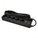 СЕТЕВОЙ ФИЛЬТР 5 РОЗЕТОК BLACK 10.0 м, 3*1мм2 SP-10510 PATRON
