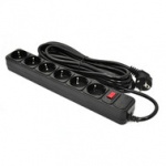 СЕТЕВОЙ ФИЛЬТР 6 РОЗЕТОК BLACK 5.0 м, 3*1.5мм2 SP-1665 PATRON