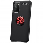 TPU чехол Deen ColorRing под магнитный держатель (opp) для Xiaomi Poco M3 Черный / Красный (164863)