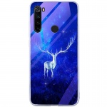 TPU+Glass чехол Fantasy с глянцевыми торцами для Xiaomi Redmi Note 8T Олень / Бирюзовый (123264)