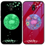 TPU+Glass чехол светящийся в темноте для Xiaomi Redmi 8a Цветное плетение / Красный (116675)