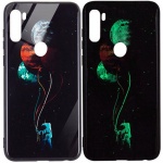 TPU+Glass чехол светящийся в темноте для Xiaomi Redmi Note 8 Космос / Черный (113942)