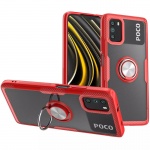 TPU+PC чехол Deen CrystalRing for Magnet (opp) для Xiaomi Poco M3 Бесцветный / Красный (164855)