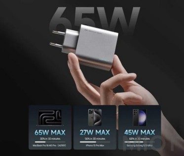 Сетевое зарядное устройство Xiaomi CUKTECH 65W GaN 2C1A (AD653CEU) Grey