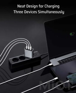 Мережевий зарядний пристрій Xiaomi CUKTECH 65W GaN 2C1A (AD653CEU) Grey