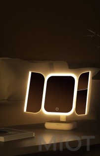 Зеркало для макияжа с подсветкой Xiaomi DOCO Folding Mirror Standart Edition Pink (FD001)