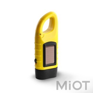 Фонарик ручной с ручной зарядкой и солнечной батареей Cool Bee R1 Yellow