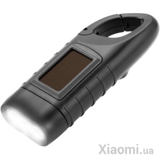 Фонарик ручной с ручной зарядкой и солнечной батареей Cool Bee R1 Black