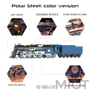 Поїзд експрес Полярний кольоровий Metal-Time Polar Steel color MT052