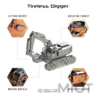 Экскаватор конструктор Tireless Digger Metal-Time MT043