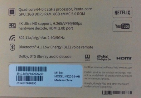 TV-Приставка Xiaomi Mi Box 3 2/8 Gb International Edition (MDZ-16-AB)