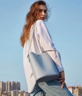 Сумка женская Xiaomi CARRY'O Light luxury leather bucket bag Blue
