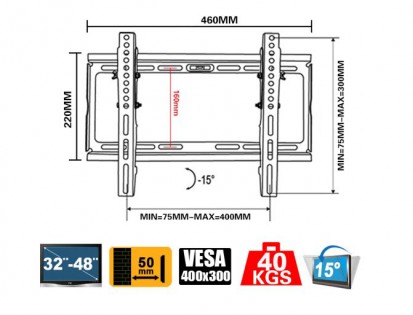 Кронштейн EverMounts для Xiaomi Mi TV 30-60" Black (EMP-3060ST)