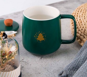 Кружка Xiaomi FINEMADING 500cc Mosaic Christmas Edition with lid Green