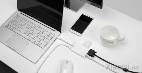 Адаптер Xiaomi Mi Multi-Adapter USB-C to VGA and Gigabit Ethernet White JGQ4005TY