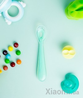 Детские силиконовые ложки Xiaomi Kola Mama Baby Silicone Spoons Pink + Green 2 pcs set