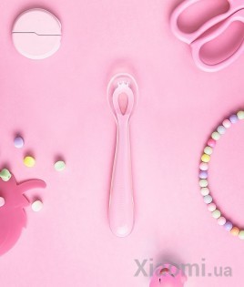 Детские силиконовые ложки Xiaomi Kola Mama Baby Silicone Spoons Pink + Green 2 pcs set