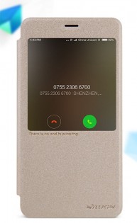Шкіряний чохол книжка з віконцем Nillkin SP-LC HM-PRO до смартфонів Xiaomi Redmi Pro Gold