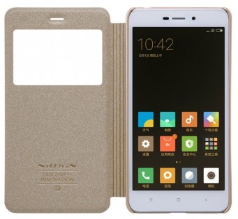 Чехол книжка с окошком Nillkin Sparkle Series для Xiaomi Redmi 4A Gold SP-LC