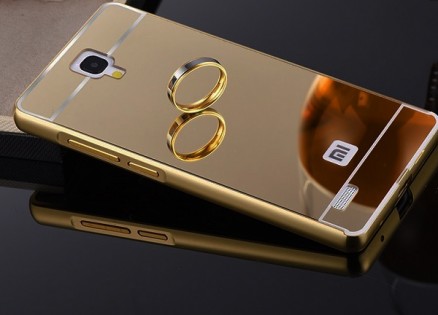 Металлический чехол бампер для смартфонов Redmi Note Gold Лицензия