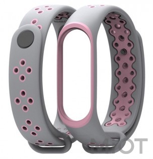 Ремінець для Xiaomi Mi Band 3/4 Sport strap Grey/Pink