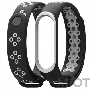 Ремінець для Xiaomi Mi Band 3/4 Sport strap Black/Grey