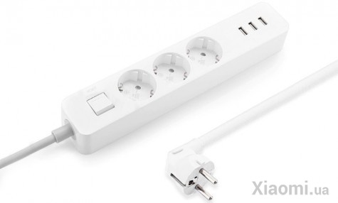 Удлинитель Xiaomi Mi Power Strip (3 розетки + 3 USB-port) EU White