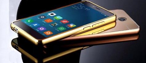 Металлический чехол бампер для смартфонов Xiaomi Redmi Note 2 Gold