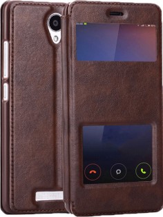 Чохол книжка з віконцем для смартфонів Redmi Note 2 Brown Ліцензія