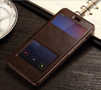 Чохол книжка з віконцем для смартфонів Redmi Note 2 Brown Ліцензія