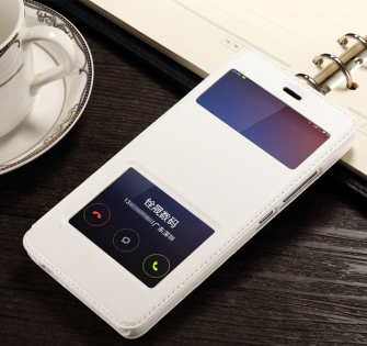 Чохол книжка з віконцем для смартфонів Redmi Note 2 White Ліцензія