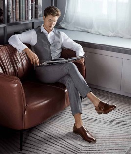 Мужские туфли Xiaomi QIMIAN Seven-sided Calfskin Monk Shoes Brown 43