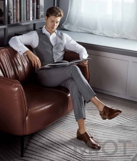 Чоловічі туфлі Xiaomi QIMIAN Seven-sided Calfskin Monk Shoes Brown 43