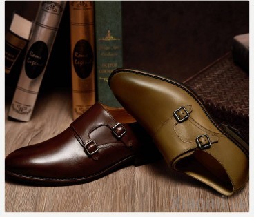 Мужские туфли Xiaomi QIMIAN Seven-sided Calfskin Monk Shoes Brown 43