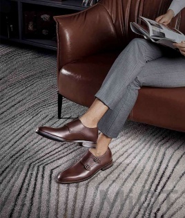 Чоловічі туфлі Xiaomi QIMIAN Seven-sided Calfskin Monk Shoes Brown 43