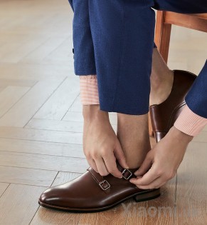Мужские туфли Xiaomi QIMIAN Seven-sided Calfskin Monk Shoes Brown 43