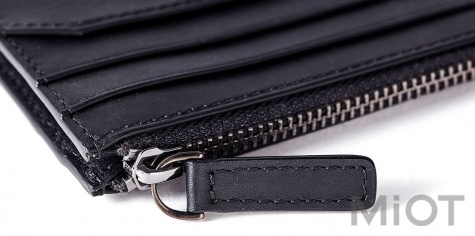 Гаманець шкіряний RunMi 90 Simple head layer calf leather wallet Black