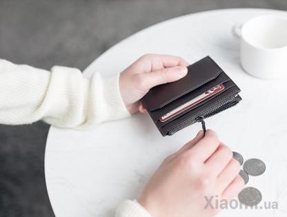 Бумажник кожаный RunMi 90 Simple head layer calf leather wallet Black
