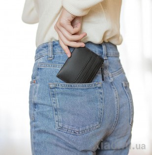 Бумажник кожаный RunMi 90 Simple head layer calf leather wallet Black