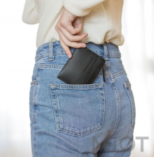 Гаманець шкіряний RunMi 90 Simple head layer calf leather wallet Black