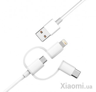 Кабель Xiaomi STAR 3-Way Data cable Lightening/Type-C/Micro USB White 100 cm