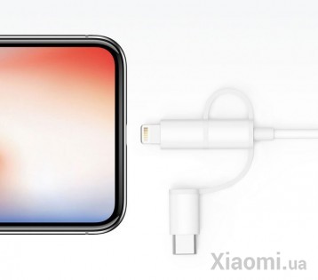 Кабель Xiaomi STAR 3-Way Data cable Lightening/Type-C/Micro USB White 100 cm