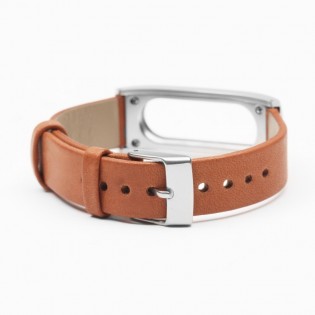 Кожаный ремешок для Xiaomi Mi Band «Mi Fit» Leather Brown Лицензия