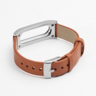 Кожаный ремешок для Xiaomi Mi Band «Mi Fit» Leather Brown Лицензия