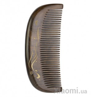 Деревянный гребень для волос XIN ZHI Ebony gold hand-painted Light Brown