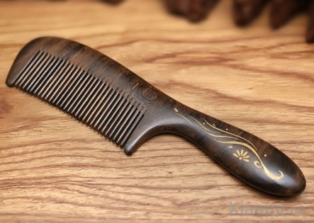 Деревянная расческа для волос XIN ZHI Ebony gold hand-painted Light Brown