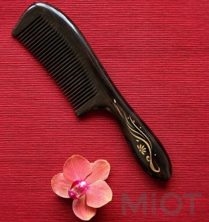 Дерев'яний гребінець для волосся Xiaomi XinZhi Ebony gold hand-painted Brown