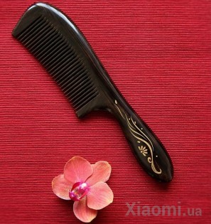 Деревянная расческа для волос XIN ZHI Ebony gold hand-painted Brown
